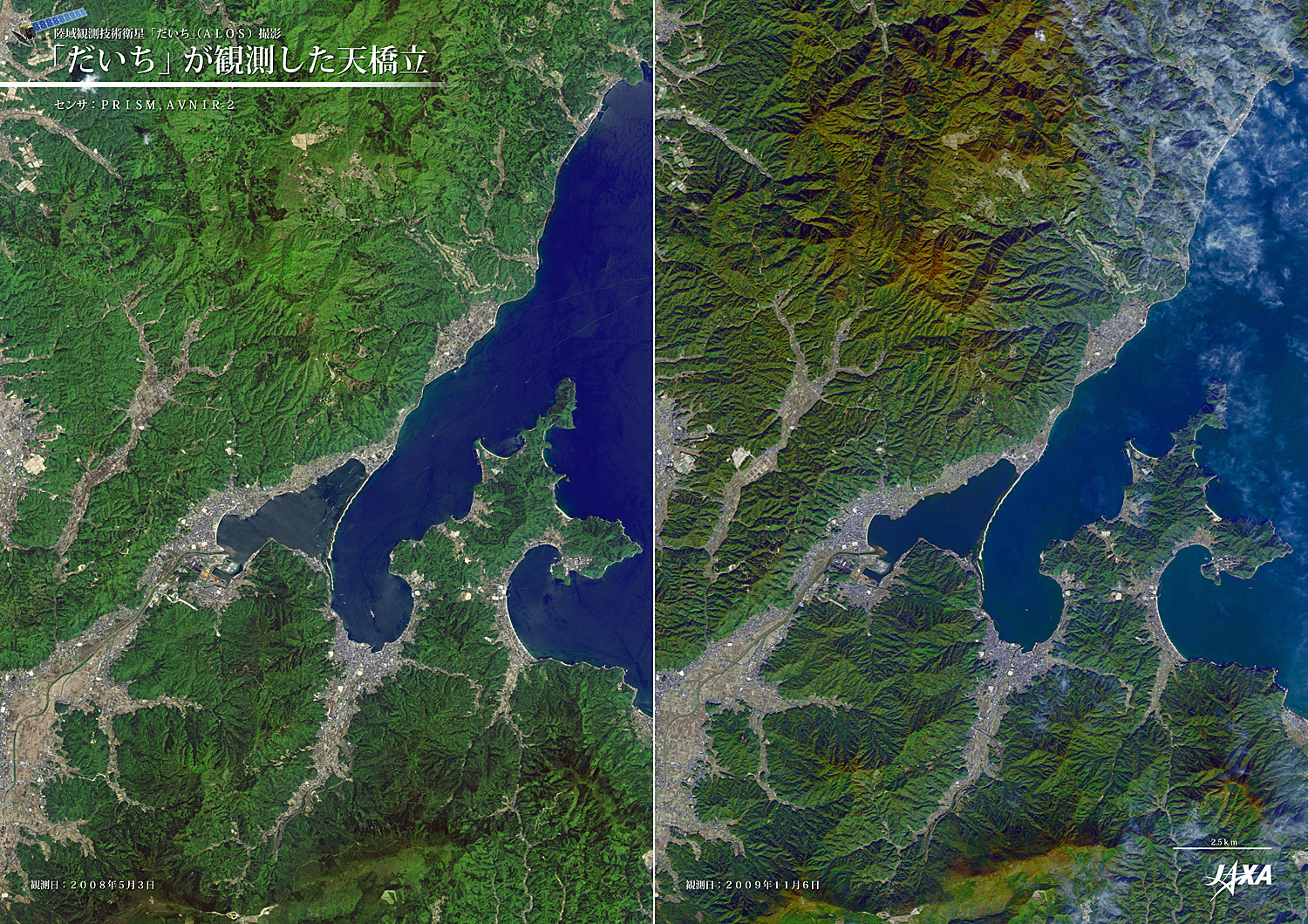 だいちから見た日本の都市 天橋立:衛星画像（ポスター仕上げ）