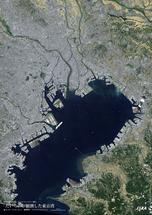 だいちから見た日本の都市 東京湾：衛星画像（ポスター仕上げ）