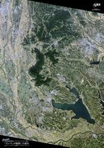 だいちから見た日本の都市 桜川流域：衛星画像（ポスター仕上げ）