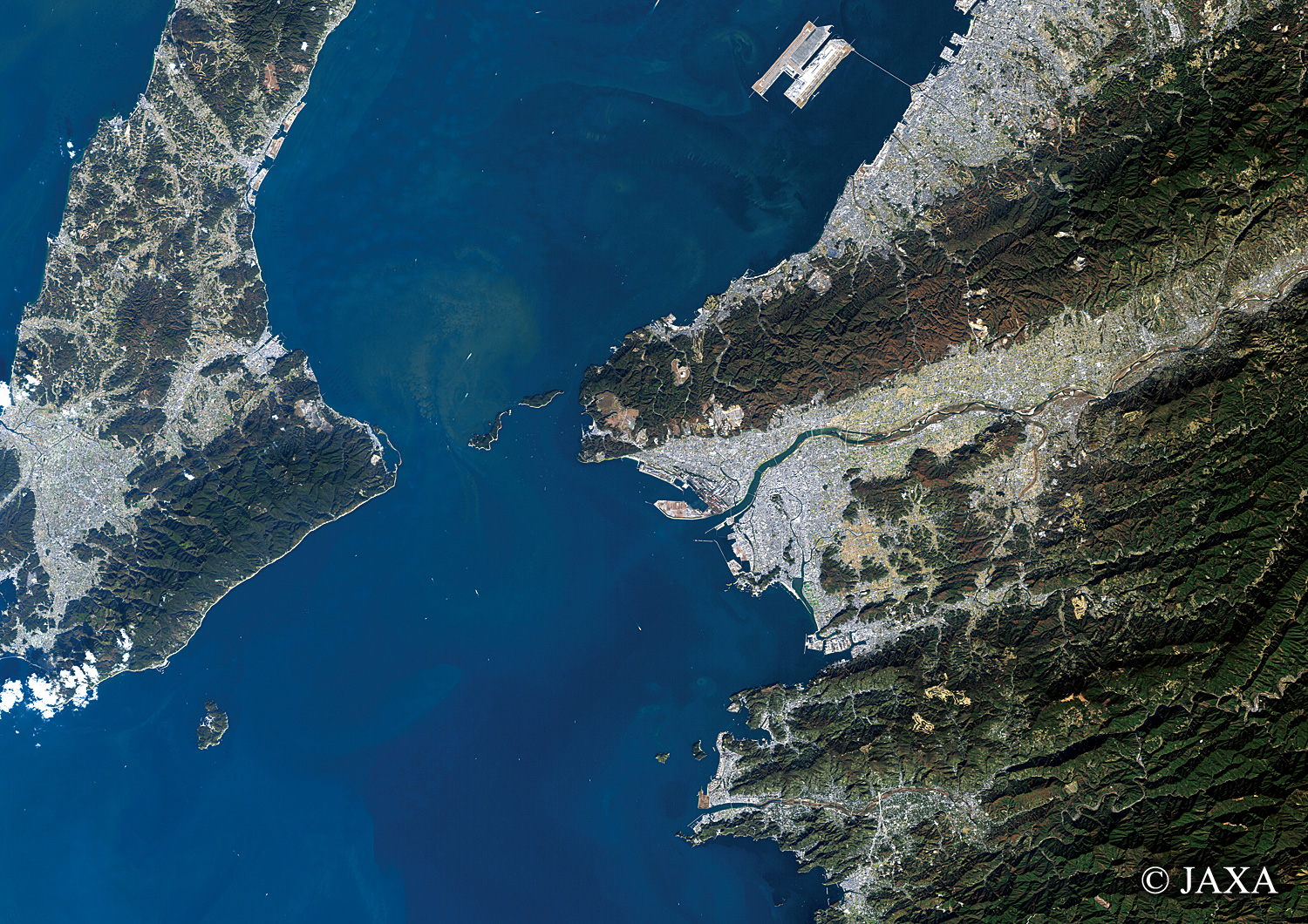 だいちから見た日本の都市 和歌山市周辺:衛星画像