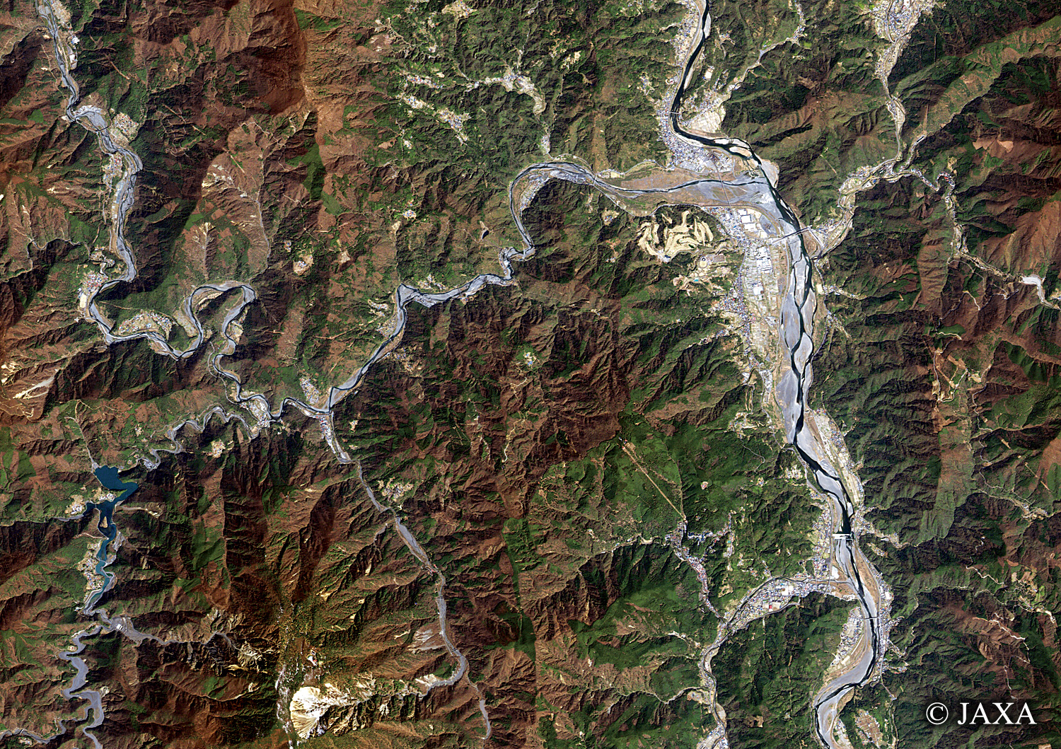 だいちから見た日本の都市 南巨摩郡身延町周辺:衛星画像