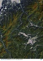 だいちから見た日本の都市 飛騨市、高山市周辺：衛星画像（ポスター仕上げ）