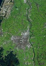 だいちから見た日本の都市 鶴岡市周辺：衛星画像