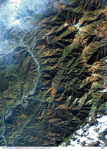 だいちから見た日本の都市 木曽川と木曽駒ケ岳：衛星画像（ポスター仕上げ）