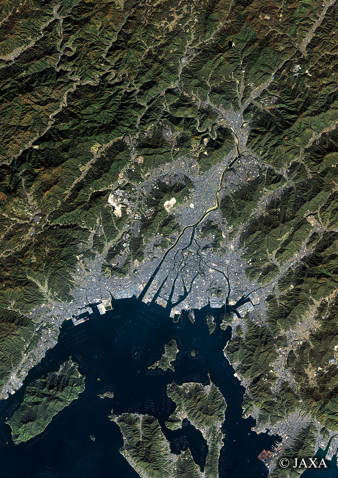 だいちから見た日本の都市 広島市周辺:衛星画像