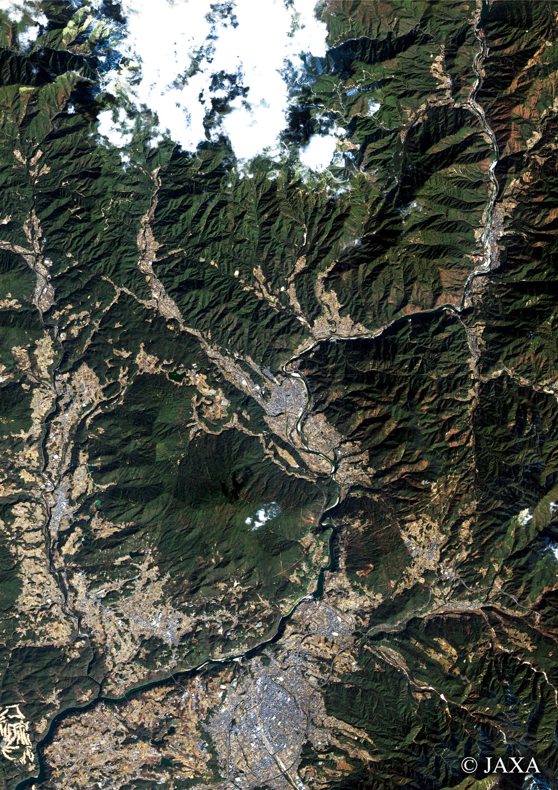 だいちから見た日本の都市 中津川市周辺:衛星画像