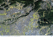 だいちから見た日本の都市 各務原市、犬山市周辺：衛星画像（ポスター仕上げ）