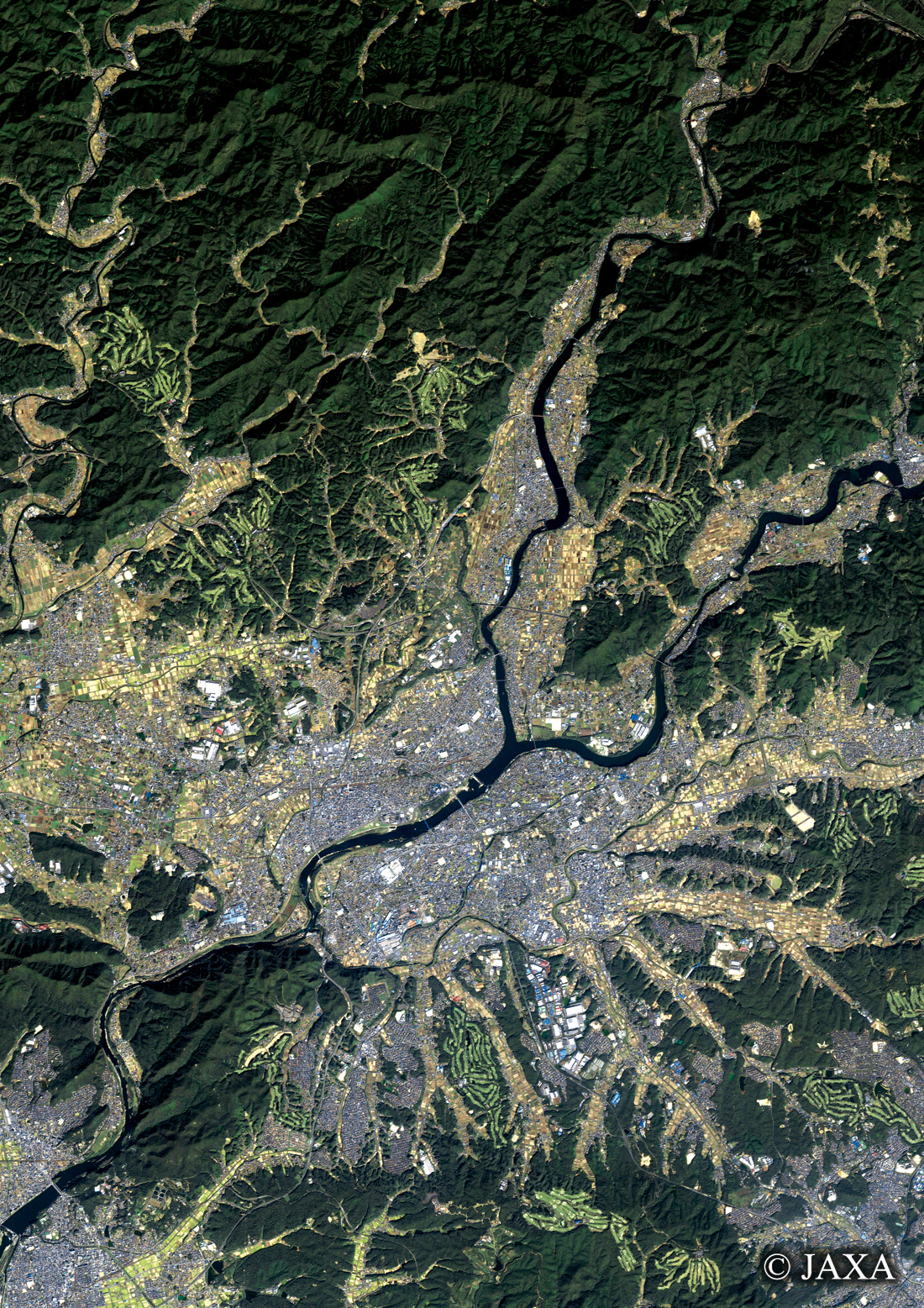 だいちから見た日本の都市 美濃加茂市周辺:衛星画像