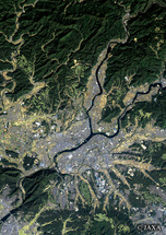 だいちから見た日本の都市 美濃加茂市周辺：衛星画像