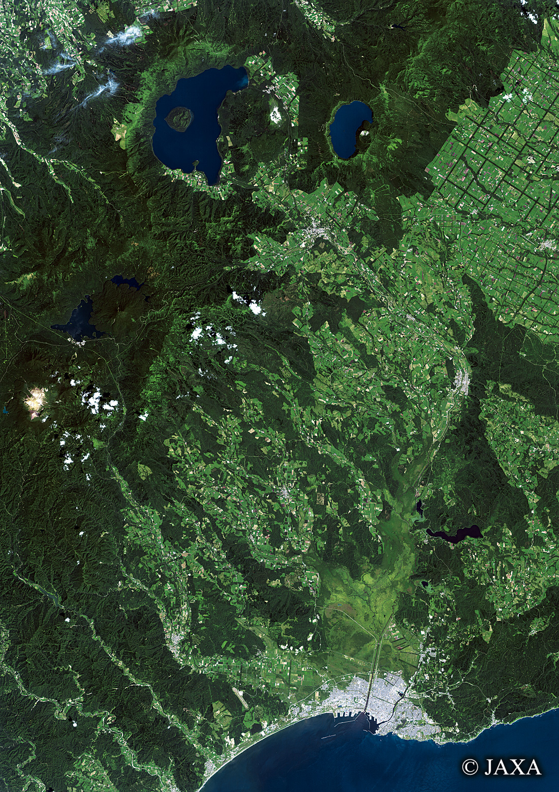 だいちから見た日本の都市 釧路市周辺:衛星画像