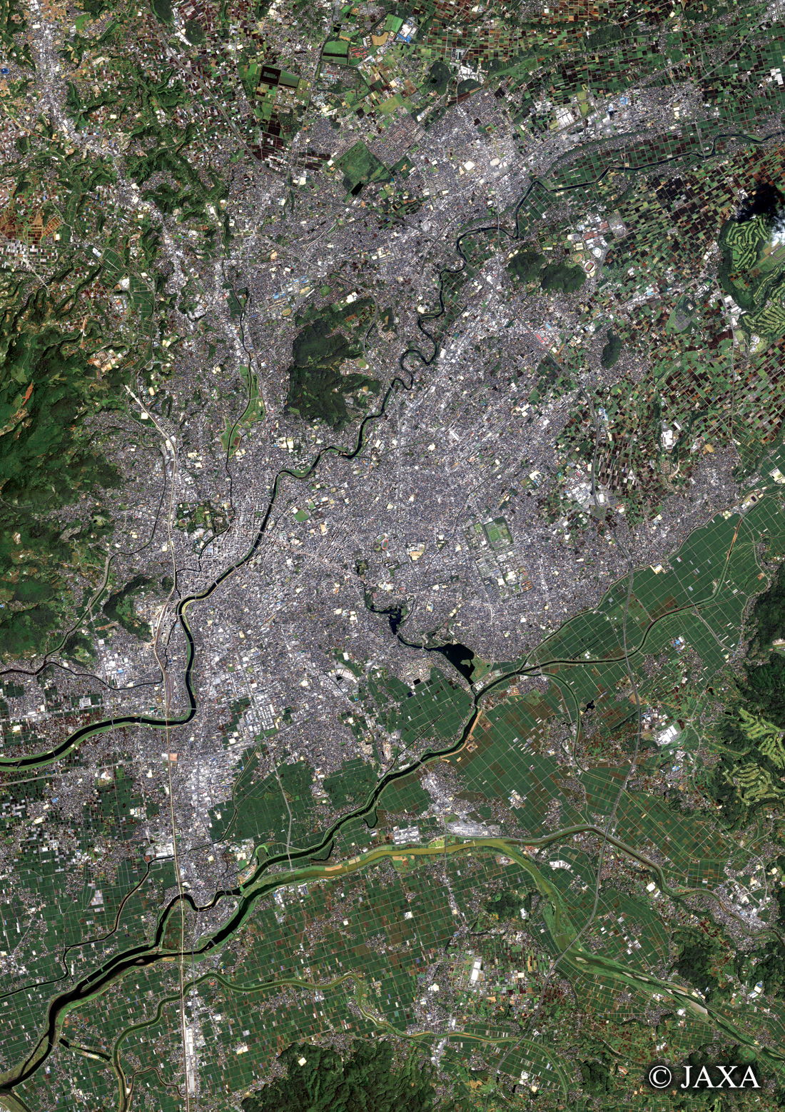 だいちから見た日本の都市 熊本市周辺:衛星画像