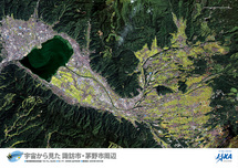 だいちから見た日本の都市 諏訪市、茅野市周辺：衛星画像（ポスター仕上げ）