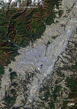 だいちから見た日本の都市 飯田市周辺：衛星画像（ポスター仕上げ）