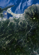 だいちから見た日本の都市 米子市周辺：衛星画像