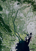 だいちから見た日本の都市 伊勢湾周辺：衛星画像