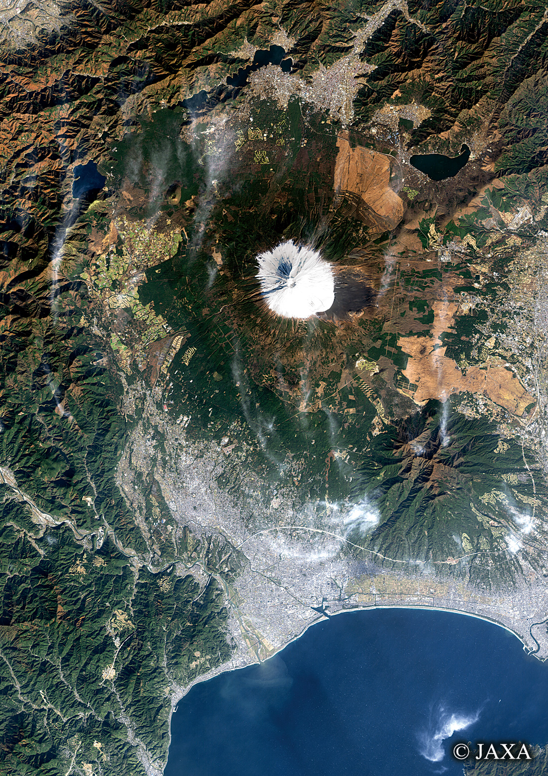 だいちから見た日本の都市 富士山周辺:衛星画像