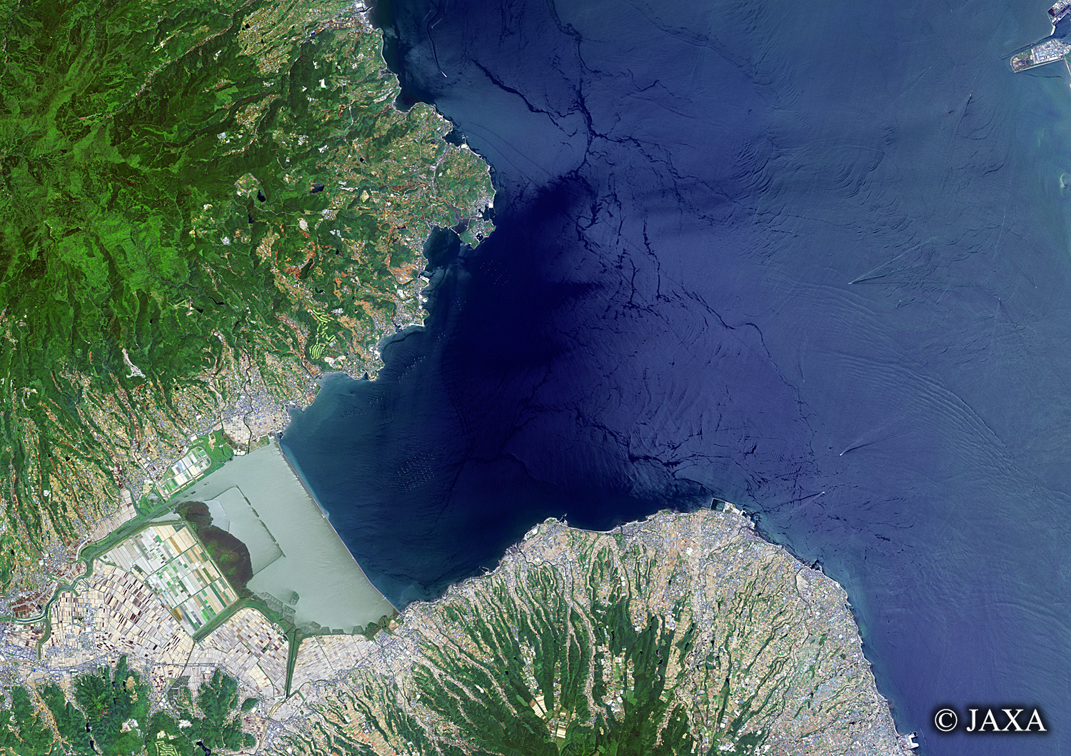 だいちから見た日本の都市 諫早湾:衛星画像