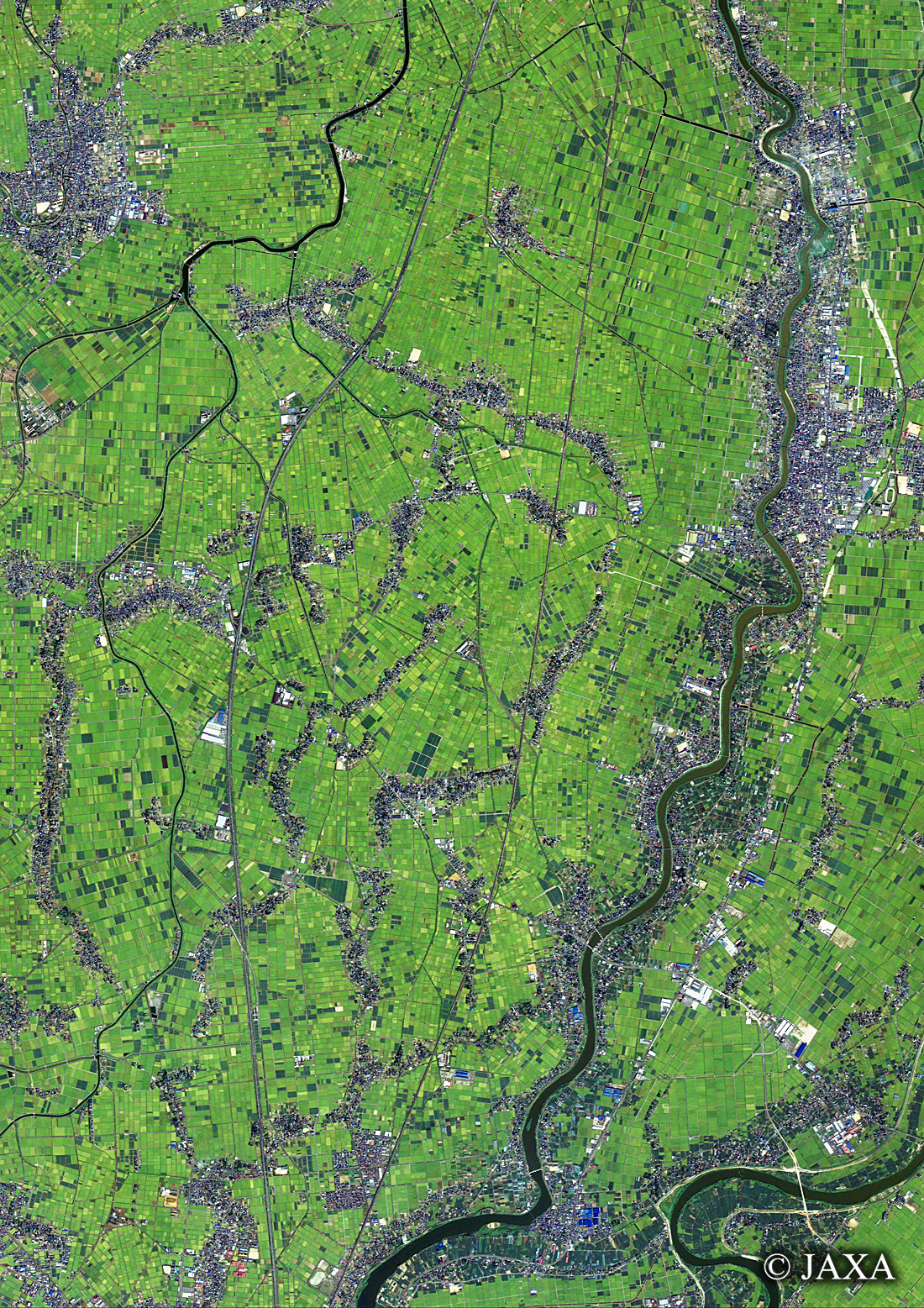 だいちから見た日本の都市 新潟市西蒲区周辺:衛星画像