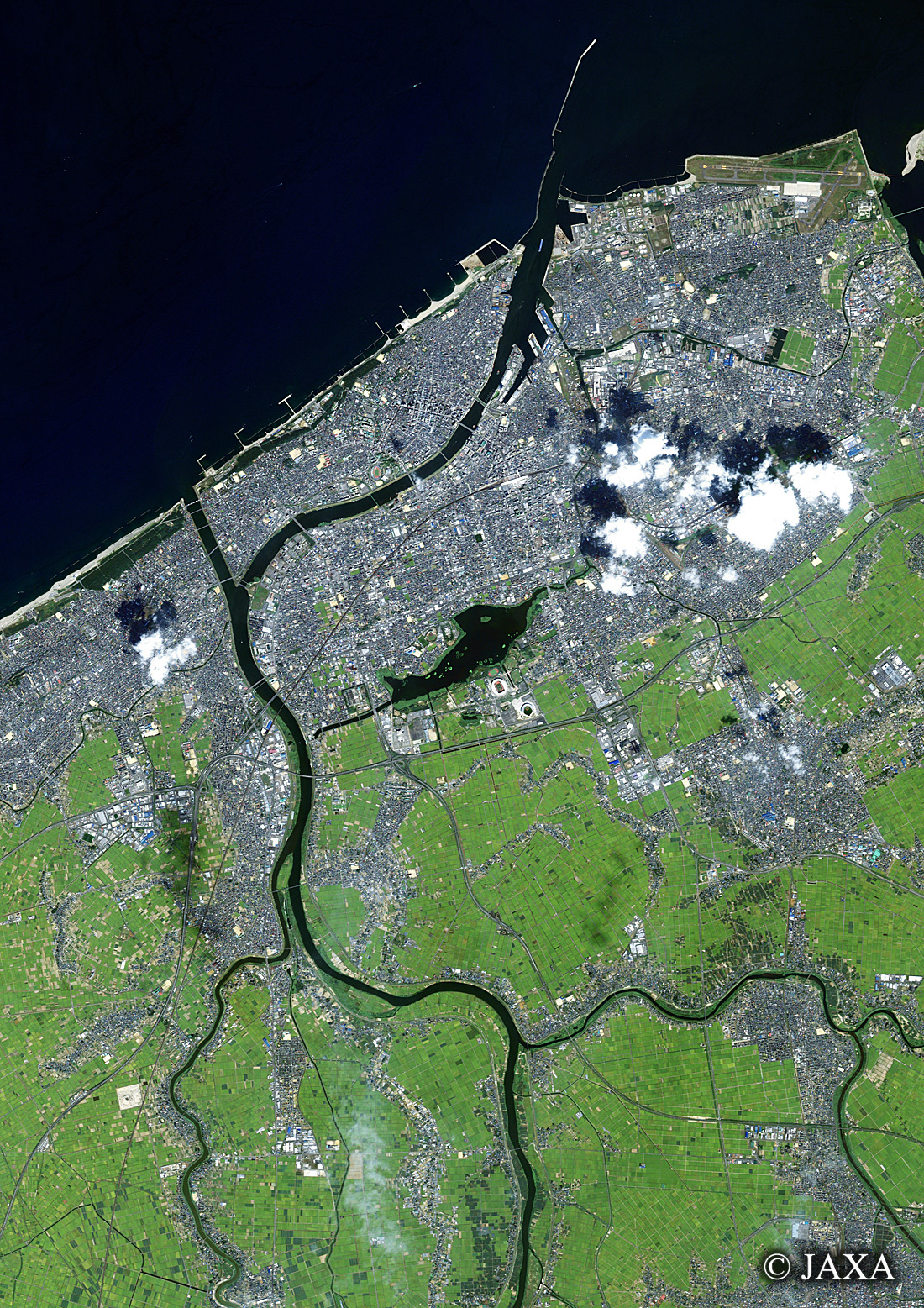 だいちから見た日本の都市 新潟市周辺:衛星画像