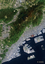 だいちから見た日本の都市 神戸市中央区周辺：衛星画像