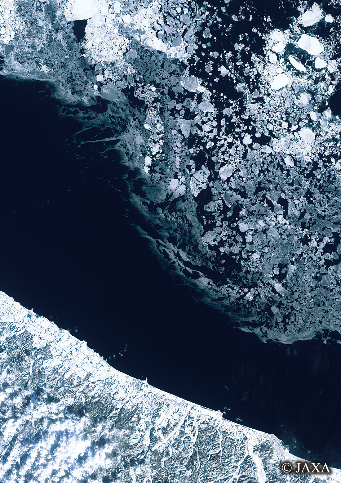 だいちから見た日本の都市 オホーツク海の流氷:衛星画像