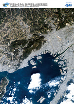 だいちから見た日本の都市 神戸市と大阪湾周辺：衛星画像（ポスター仕上げ）