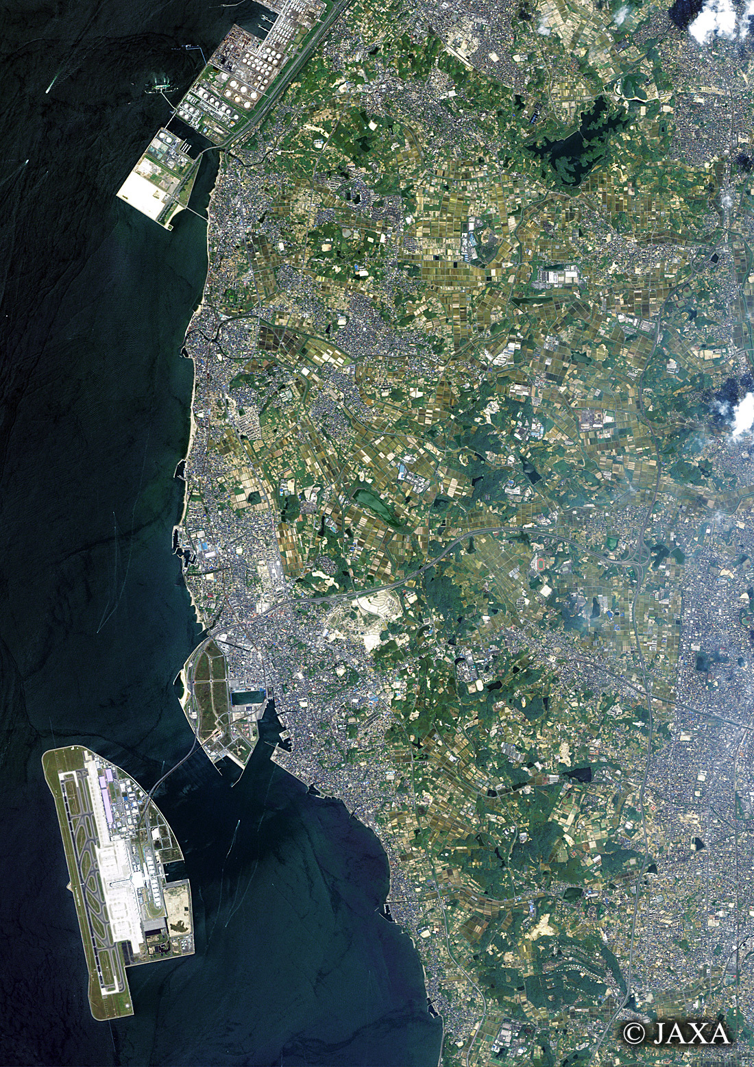 だいちから見た日本の都市 知多市、常滑市周辺:衛星画像
