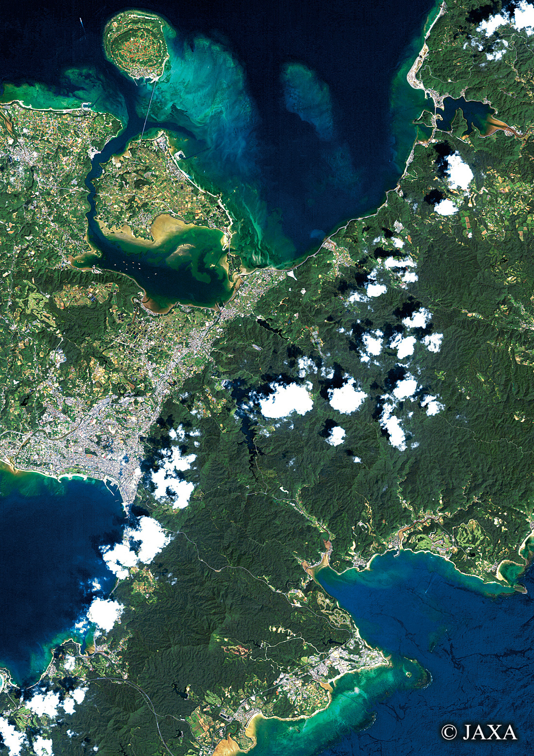 だいちから見た日本の都市 名護市周辺:衛星画像