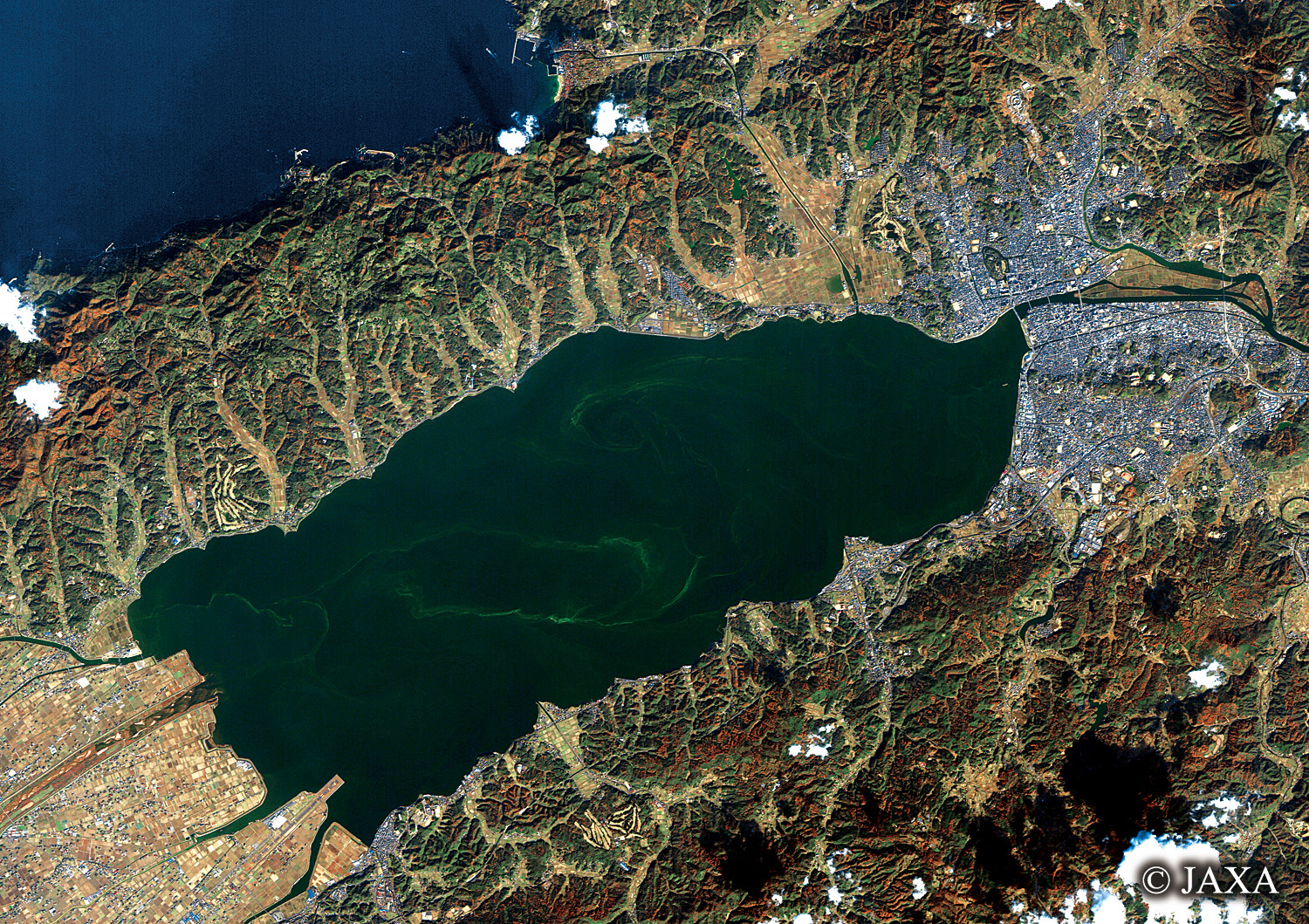 だいちから見た日本の都市 宍道湖周辺:衛星画像