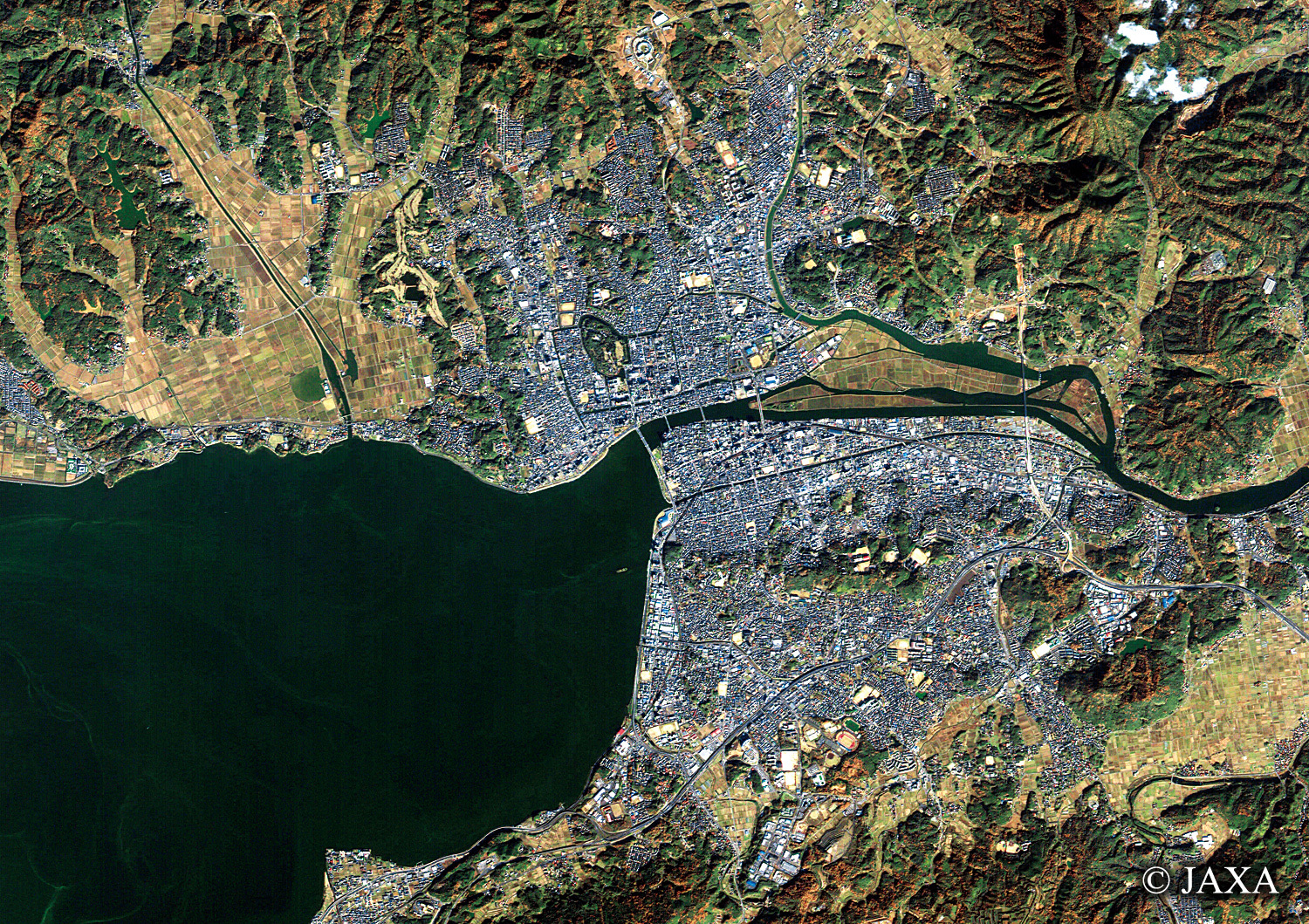 だいちから見た日本の都市 松江市周辺:衛星画像