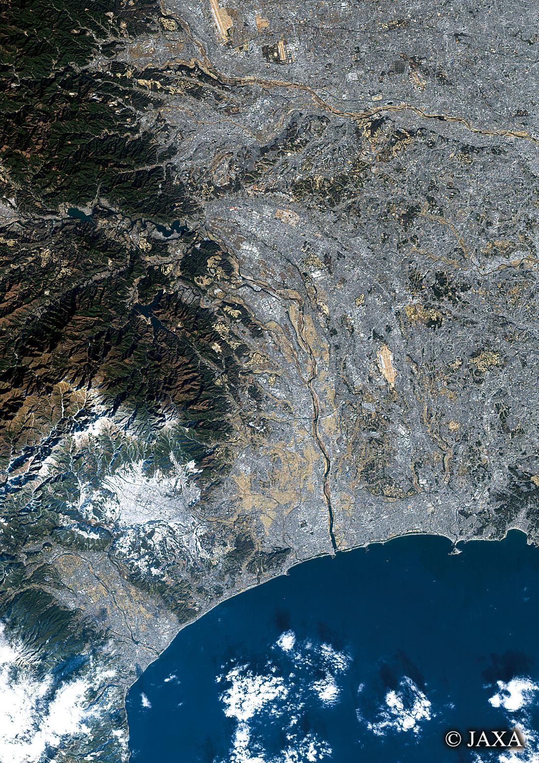 だいちから見た日本の都市 相模原・相模湾:衛星画像