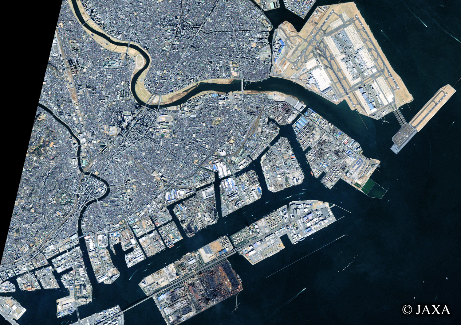 だいちから見た日本の都市 川崎市周辺:衛星画像
