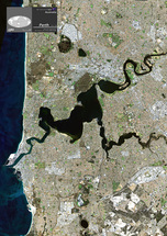 だいちから見た世界の都市 パース：衛星画像（ポスター仕上げ）