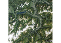 だいちから見た世界の都市 スイスのサルドーナ地殻変動地帯：衛星画像