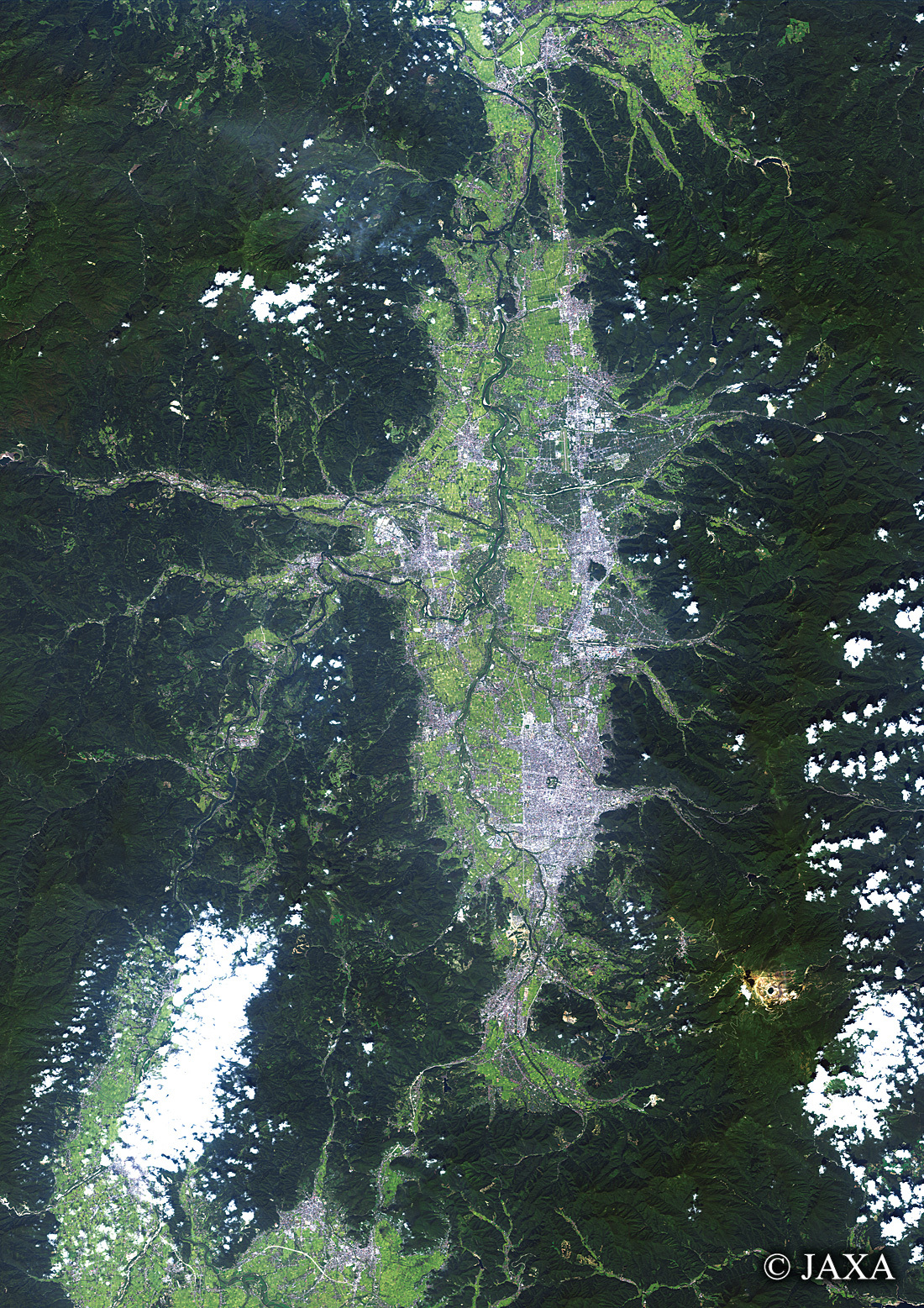 だいちから見た日本の都市 山形盆地:衛星画像