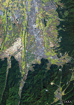 だいちから見た日本の都市 塩尻市：衛星画像