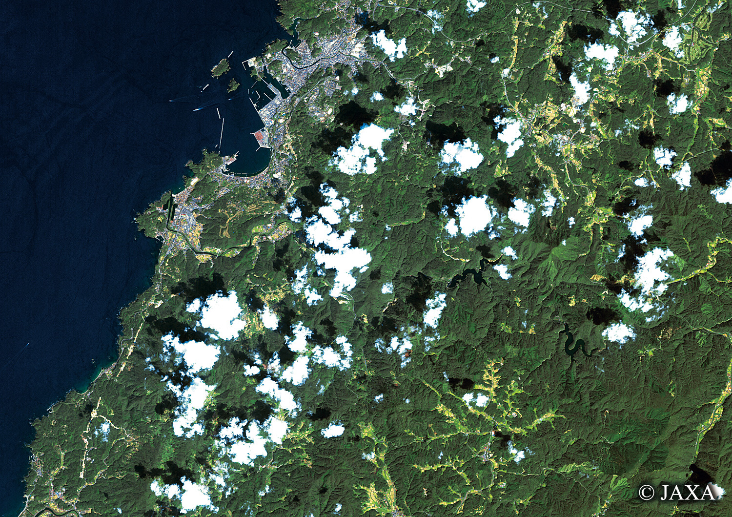 だいちから見た日本の都市 浜田市:衛星画像