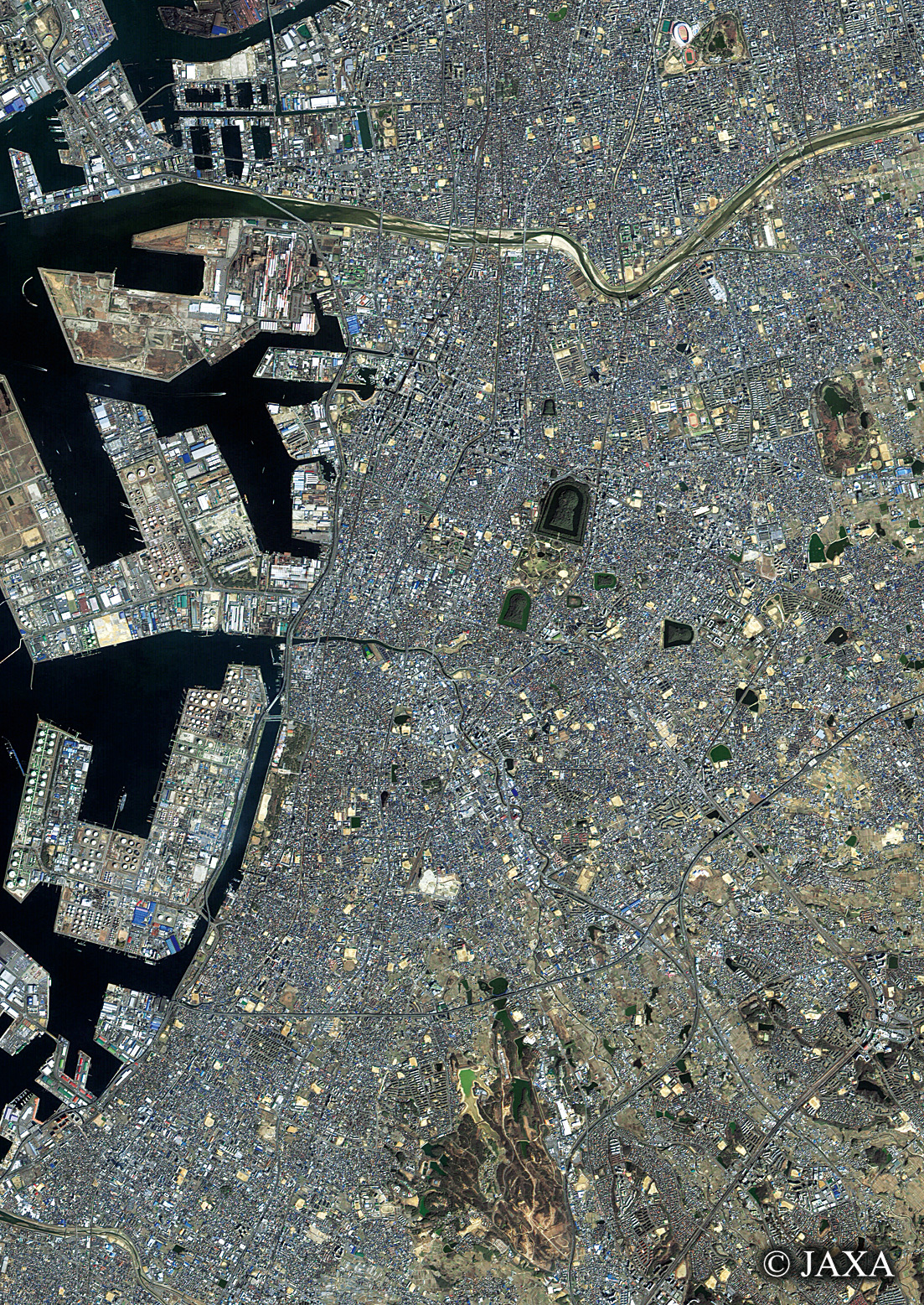 だいちから見た日本の都市 仁徳天皇陵周辺:衛星画像