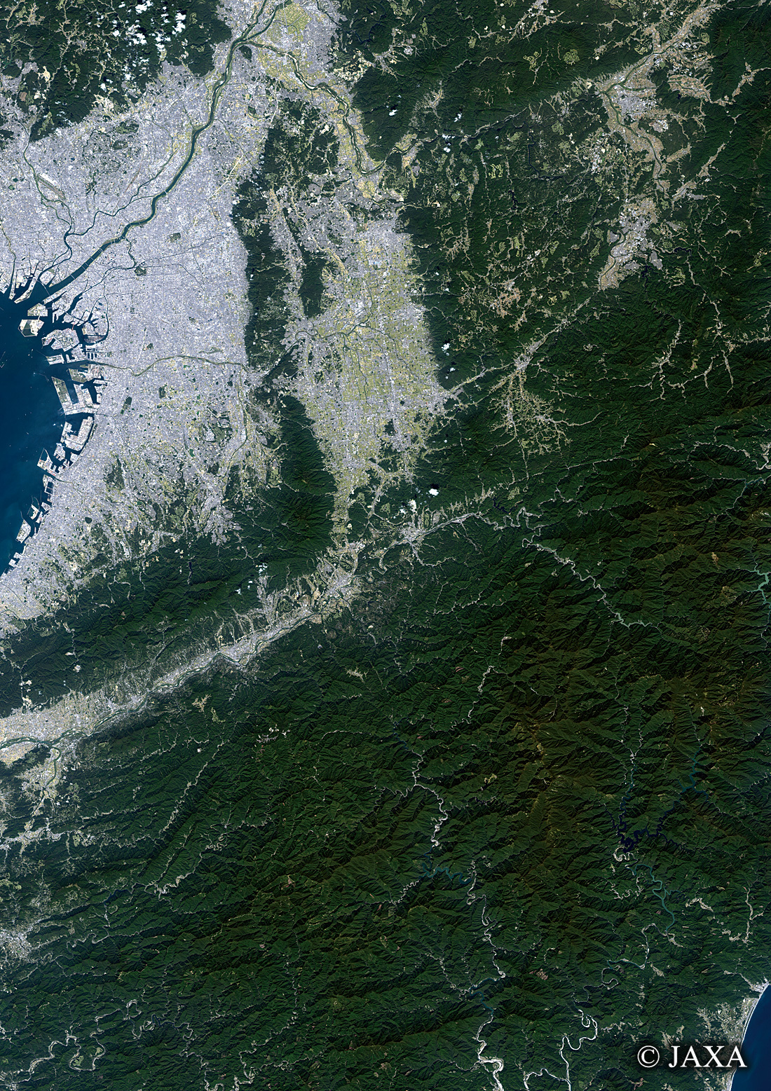 だいちから見た日本の都市 奈良県周辺:衛星画像
