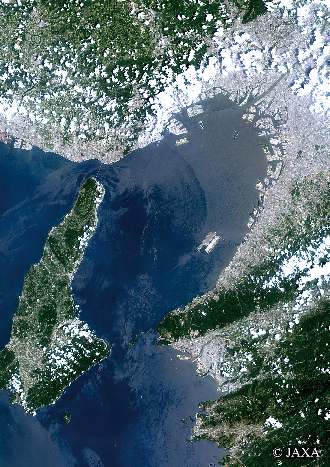 だいちから見た日本の都市 大阪湾周辺:衛星画像