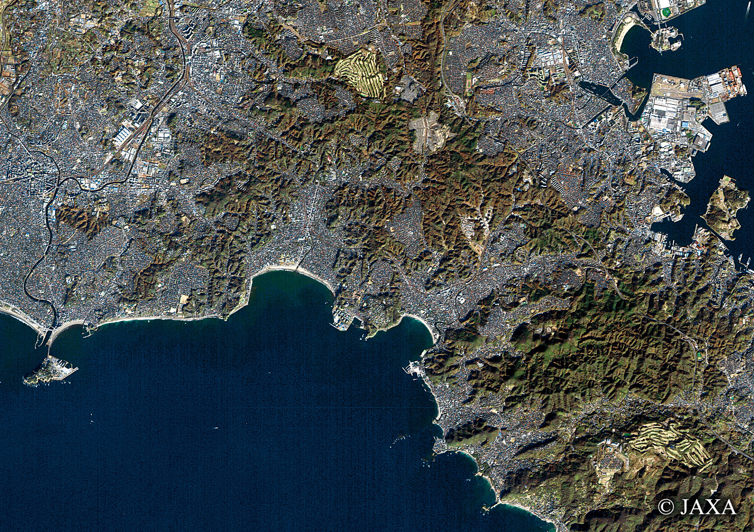だいちから見た日本の都市 神奈川県鎌倉市周辺:衛星画像