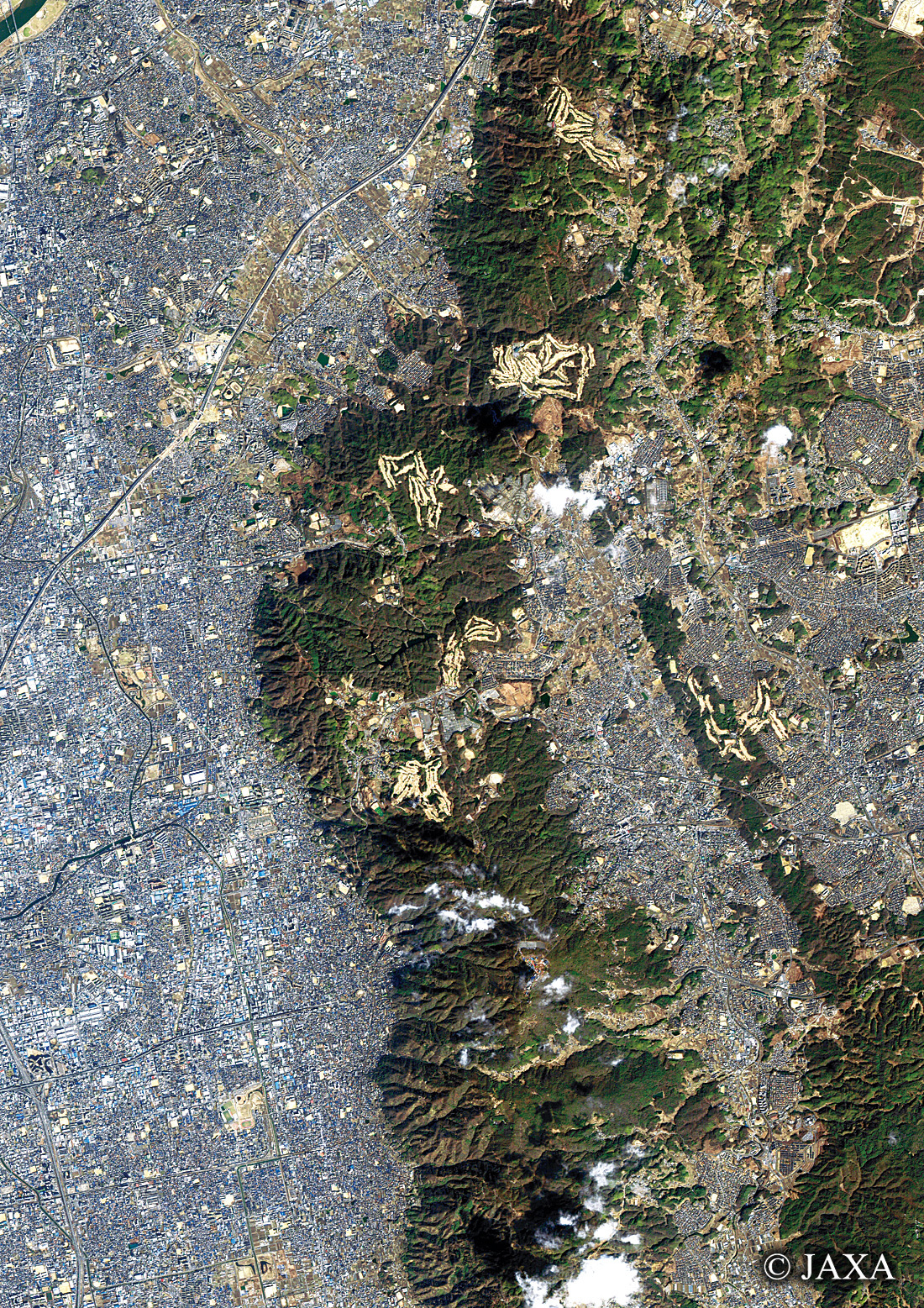 だいちから見た日本の都市 奈良県生駒市周辺:衛星画像