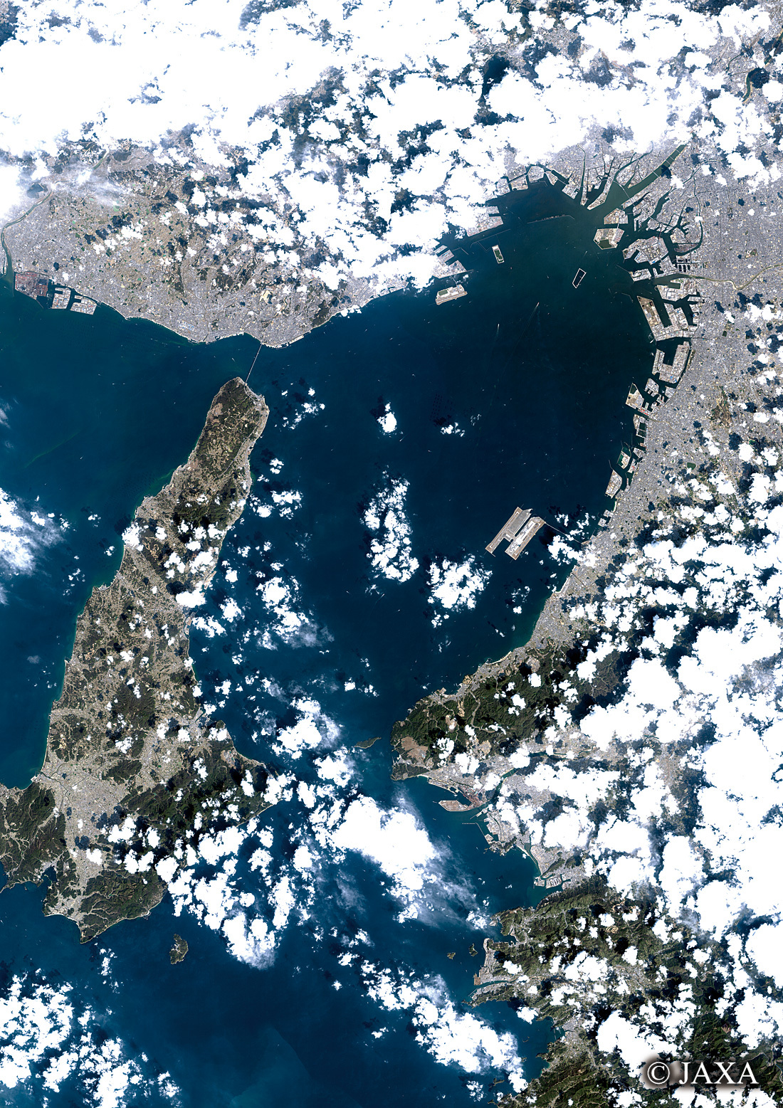 だいちから見た日本の都市 大阪湾周辺:衛星画像