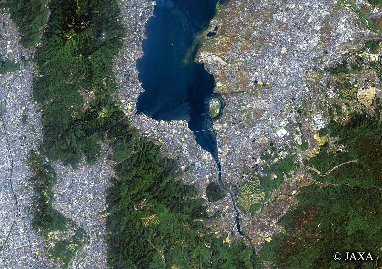 だいちから見た日本の都市 滋賀県大津市周辺:衛星画像