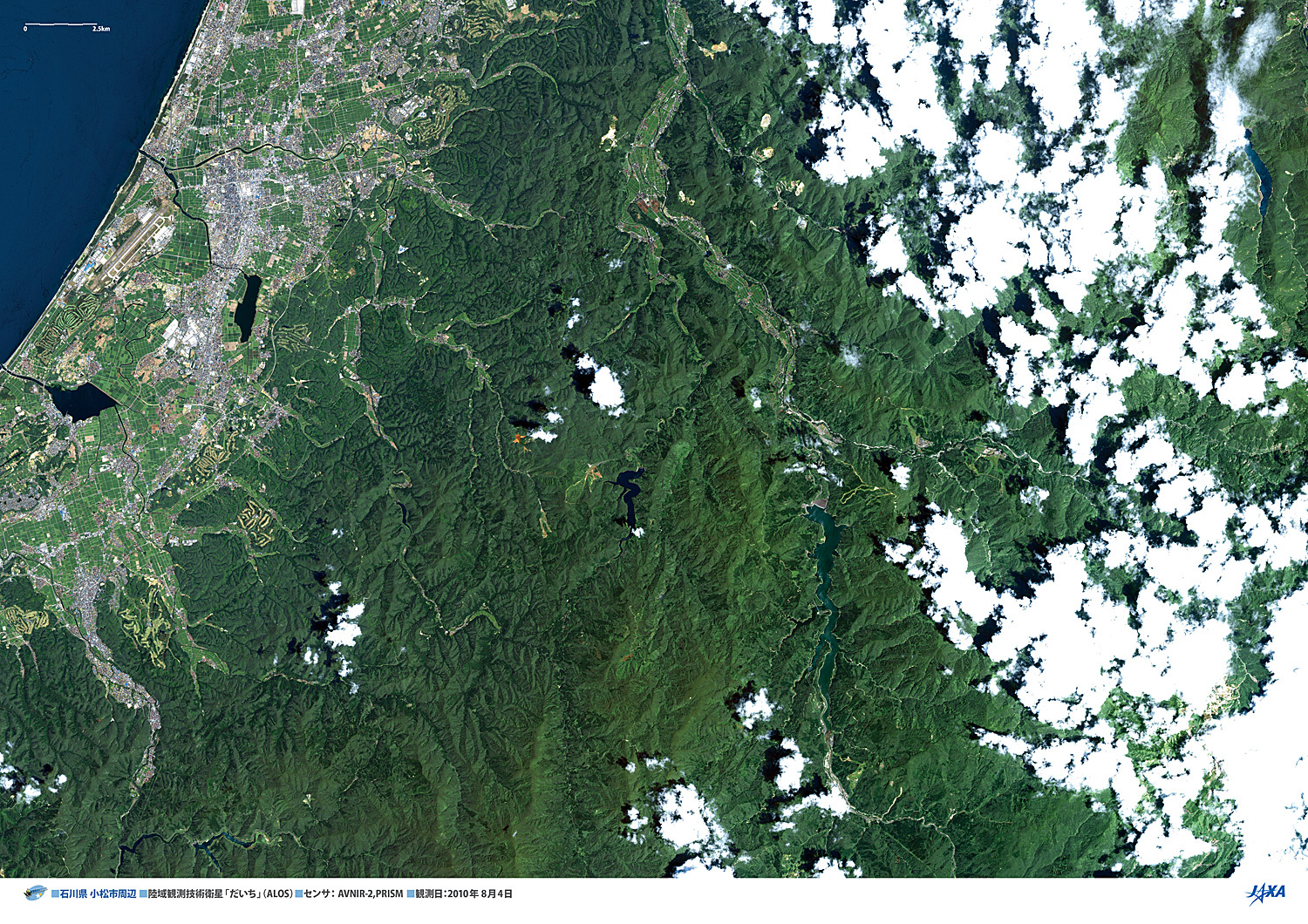 だいちから見た日本の都市 石川県小松市周辺:衛星画像（ポスター仕上げ）