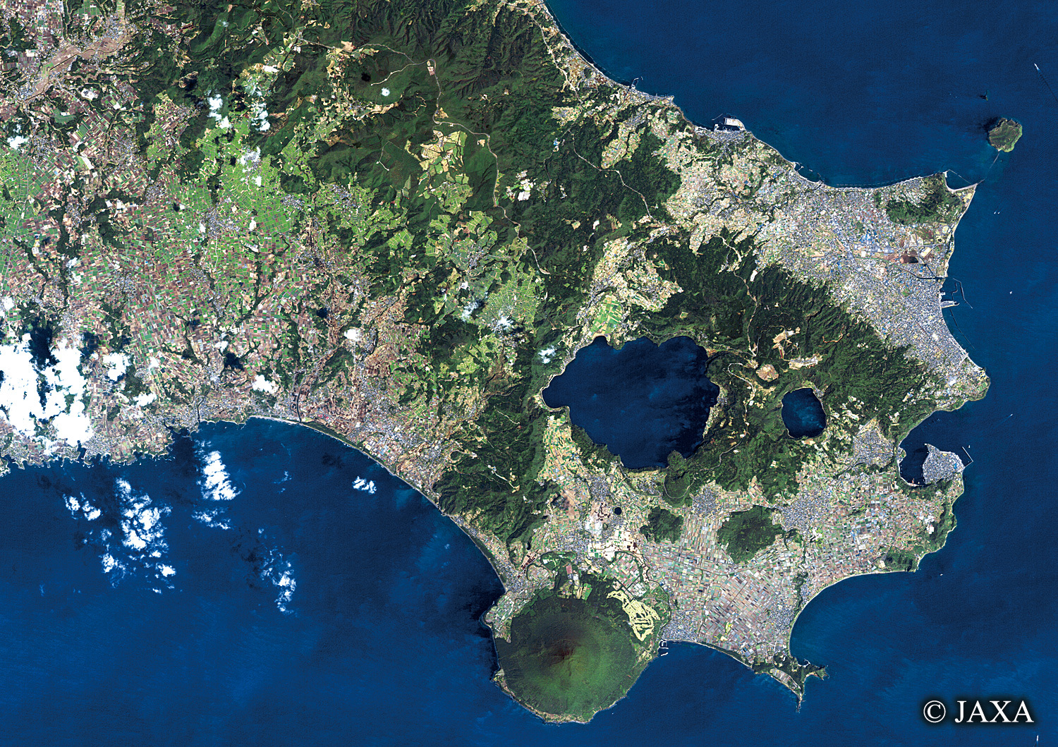だいちから見た日本の都市 鹿児島県指宿市周辺:衛星画像