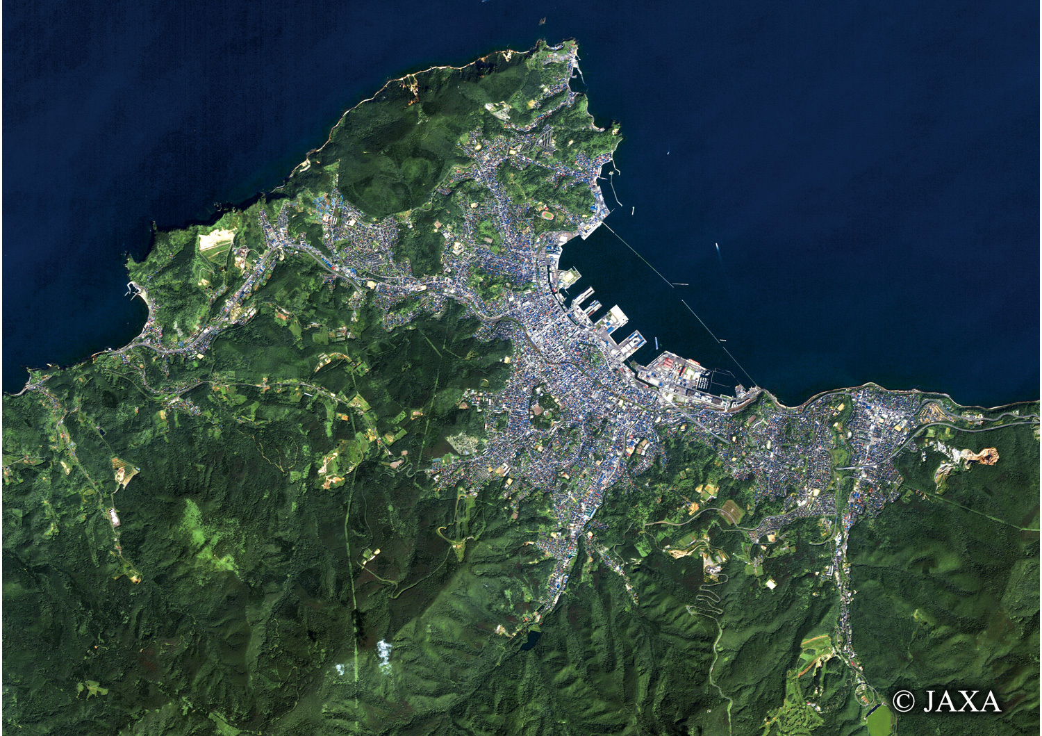 だいちから見た日本の都市 小樽市街地:衛星画像