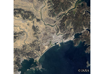 だいちから見た日本の都市 震災後の石巻市-東松島市：衛星画像