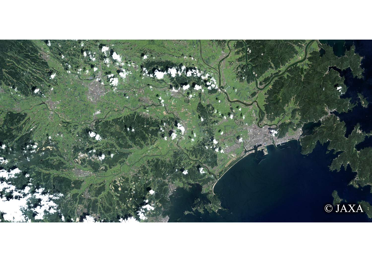 だいちから見た日本の都市 震災前の石巻市-東松島市:衛星画像