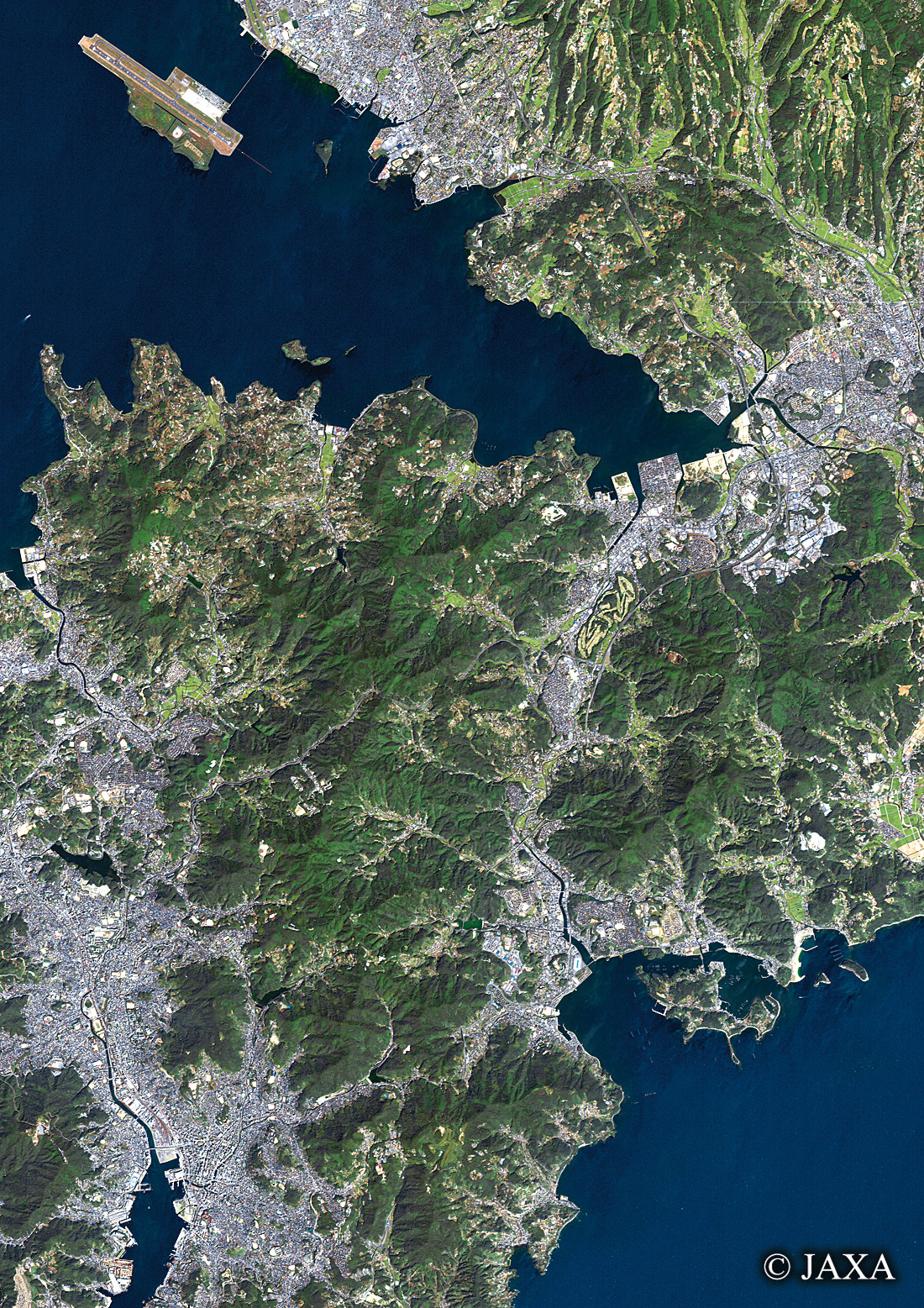 だいちから見た日本の都市 長崎市・諫早市周辺:衛星画像